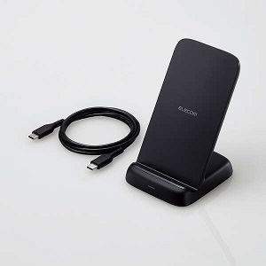 ELECOM Qi規格(EPP)対応ワイヤレス充電器(10 7.5 5W・3コイルスタンド) W-QS08BK