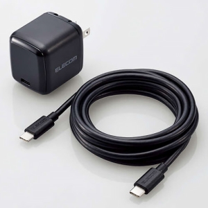 ELECOM ノートPC用ACアダプター USB充電器 PD対応 65W TypeC1ポート C-Cケーブル付属 2.0m ブラック ACDC-PD8765BK