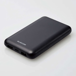 ELECOM モバイルバッテリー リチウムイオン電池 薄型 USB PD 20W 10000mAh USB Type-C入出力1ポート USB-A出力2ポート ブラック DE-C44-10000BK