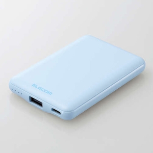 ELECOM モバイルバッテリー リチウムイオン電池 薄型 15W出力 5000mAh USB Type-C入出力1ポート USB-A出力1ポート ブルー DE-C45-5000BU