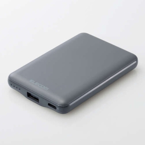 ELECOM モバイルバッテリー リチウムイオン電池 薄型 15W出力 5000mAh USB Type-C入出力1ポート USB-A出力1ポート ダークグレー DE-C45-5000DGY
