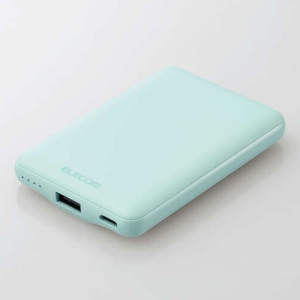 ELECOM モバイルバッテリー リチウムイオン電池 薄型 15W出力 5000mAh USB Type-C入出力1ポート USB-A出力1ポート グリーン DE-C45-5000GN
