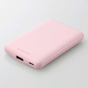 ELECOM モバイルバッテリー リチウムイオン電池 薄型 15W出力 5000mAh USB Type-C入出力1ポート USB-A出力1ポート ピンク DE-C45-5000PN