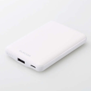 ELECOM モバイルバッテリー リチウムイオン電池 薄型 15W出力 5000mAh USB Type-C入出力1ポート USB-A出力1ポート ホワイト DE-C45-5000WH
