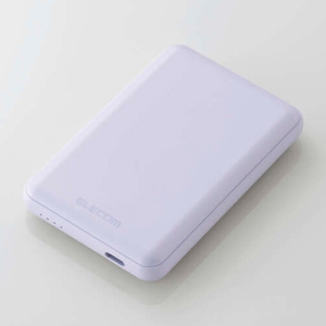 ELECOM モバイルバッテリー リチウムイオン電池 15W 5000mAh USB Type-C入出力×1 パープル DE-C48-5000PU