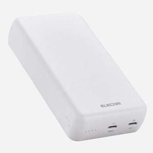 ELECOM モバイルバッテリー リチウムイオン電池 20000mAh USB PD対応 20W TypeC入出力×2 ホワイト DE-C52-20000WH