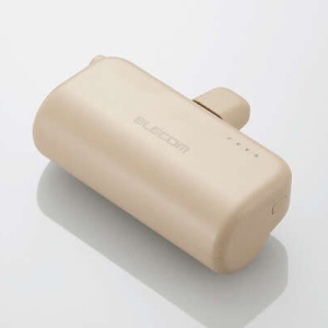 ELECOM モバイルバッテリー リチウムイオン電池 直差し 12W 5000mAh USB Type-C入力1ポート Lightning出力プラグ ベージュ DE-C59L-5000BE