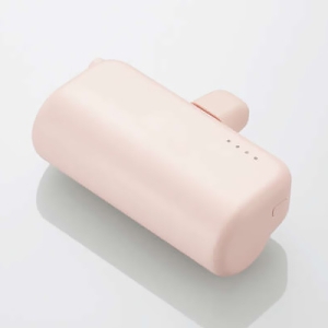 ELECOM モバイルバッテリー リチウムイオン電池 直差し 12W 5000mAh USB Type-C入力1ポート Lightning出力プラグ ピンク DE-C59L-5000PN
