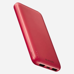ELECOM モバイルバッテリー リチウムイオン電池 15W 10000mAh TypeC×1 USB-A×2 microB×1 レッド DE-C66-10000RD