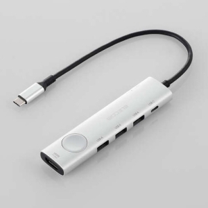 ELECOM Type-Cドッキングステーション 画面オンオフスイッチ付 USB PD対応 USB-A×3 TypeC×2 HDMI(4K60Hz) シルバー Type-Cドッキングステーション 画面オンオフスイッチ付 USB PD対応 USB-A×3 TypeC×2 HDMI(4K60Hz) シルバー DST-S060BPSV
