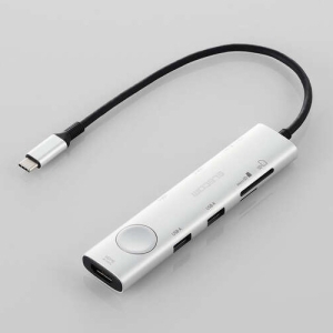 ELECOM Type-Cドッキングステーション 画面オンオフスイッチ付 USB PD対応 USB-A×2 TypeC×3 HDMI(4K60Hz) SD+microSD シルバー Type-Cドッキングステーション 画面オンオフスイッチ付 USB PD対応 USB-A×2 TypeC×3 HDMI(4K60Hz) SD+microSD シルバー DST-S080BPSV