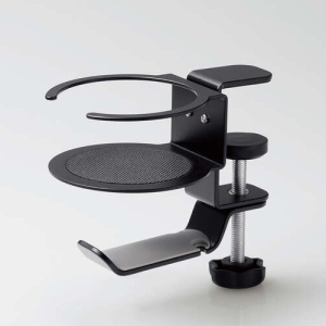 ELECOM ヘッドホンスタンド クランプ式 360度回転 ドリンクホルダー付 ブラック ヘッドホンスタンド クランプ式 360度回転 ドリンクホルダー付 ブラック HP-DSDSKDBK