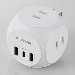 ELECOM USB電源タップ 球体型 TypeC×1+USB-A×2ポート+AC3個口 最大出力20W USB電源タップ 球体型 TypeC×1+USB-A×2ポート+AC3個口 最大出力20W MOT-U14-33WH