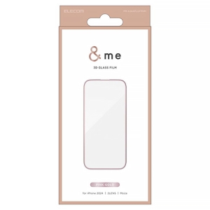 ELECOM 液晶保護ガラスフィルム 《&Me》 iPhone 16・15用 フレーム付 高透明 ピンクゴールド 液晶保護ガラスフィルム 《&Me》 iPhone 16・15用 フレーム付 高透明 ピンクゴールド PM-A24AFLGFPNM