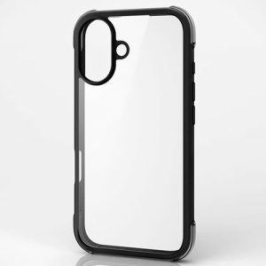 ELECOM ハイブリッドケース 《MUBRAIN》 iPhone16用 ブラック×クリアブラック PM-A24AHVAIRBK