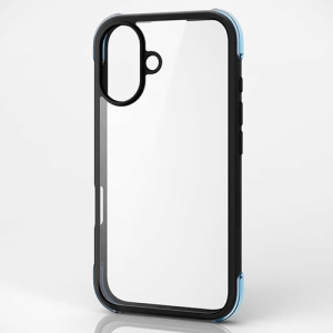 ELECOM ハイブリッドケース 《MUBRAIN》 iPhone16用 ブラック×クリアグリーン PM-A24AHVAIRBK2