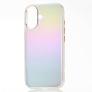 ELECOM ハイブリッドケース 《&me》 iPhone16用 オーロラ ストラップシート付 ホワイト PM-A24AHVCAWH