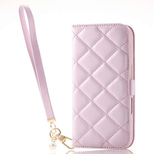 ELECOM ソフトレザーケース 《&me》 iPhone16用 手帳型 ハンドストラップ付 ラベンダー PM-A24APLFJM4PU