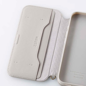 ELECOM ソフトレザーケース iPhone16用 手帳型 耐衝撃 磁石付 グレージュ ソフトレザーケース iPhone16用 手帳型 耐衝撃 磁石付 グレージュ PM-A24APLFY2GB 画像2