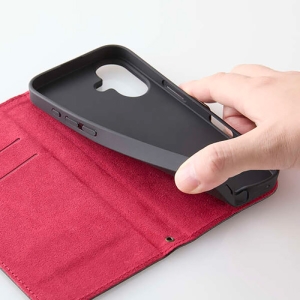 ELECOM ソフトレザーケース iPhone16用 手帳型 耐衝撃 磁石付 ブラック ソフトレザーケース iPhone16用 手帳型 耐衝撃 磁石付 ブラック PM-A24APLFYBK 画像2