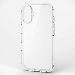 ELECOM ハイブリッドケース 《TOUGH SLIM LITE》 iPhone16用 オールクリア ストラップシート付 クリア PM-A24ATSLACR