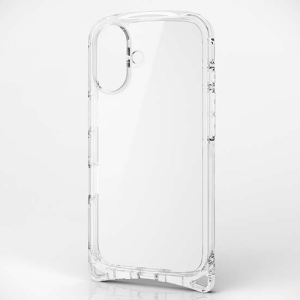 ELECOM ハイブリッドケース 《TOUGH SLIM LITE》 iPhone16用 ストラップホール付 クリア PM-A24ATSLASHCR