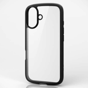 ELECOM ハイブリッドケース 《TOUGH SLIM LITE》 iPhone16用 ストラップシート付 フレームカラーブラック PM-A24ATSLFCBK