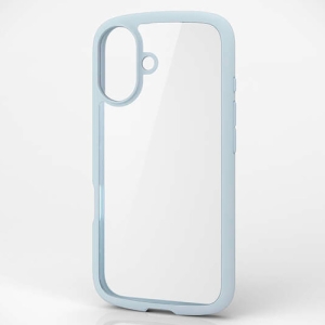 ELECOM ハイブリッドケース 《TOUGH SLIM LITE》 iPhone16用 ストラップシート付 フレームカラーライトブルー PM-A24ATSLFCBU