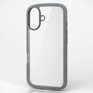 ELECOM ハイブリッドケース 《TOUGH SLIM LITE》 iPhone16用 ストラップシート付 フレームカラーグレー PM-A24ATSLFCGY