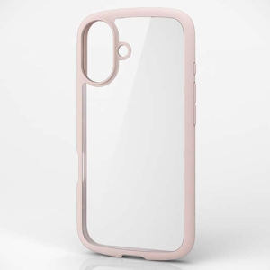 ELECOM ハイブリッドケース 《TOUGH SLIM LITE》 iPhone16用 ストラップシート付 フレームカラーピンク PM-A24ATSLFCPN