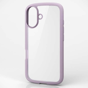 ELECOM ハイブリッドケース 《TOUGH SLIM LITE》 iPhone16用 ストラップシート付 フレームカラーラベンダー PM-A24ATSLFCPU