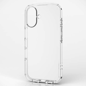 ELECOM ソフトケース 《TOUGH SLIM LITE》 iPhone16用 衝撃吸収 ストラップシート付 クリア PM-A24ATSLUCCR