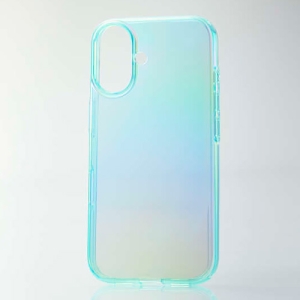 ELECOM ソフトケース 《Meliano》 iPhone16用 クリアオーロラ ライトブルー PM-A24AUCABU