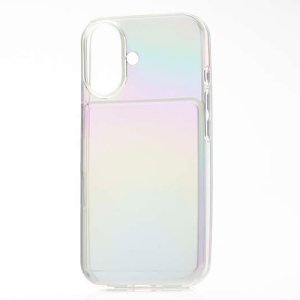 ELECOM ソフトケース iPhone16用 推し活ポケット クリアオーロラ PM-A24AUCTFACR