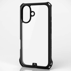 ELECOM ハイブリッドケース 《ZEROSHOCK》 iPhone16用 フレームカラー ブラック PM-A24AZEROFCBK