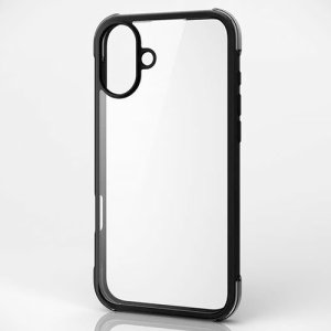 ELECOM ハイブリッドケース 《MUBRAIN》 iPhone16Plus用 ブラック×クリアブラック PM-A24BHVAIRBK