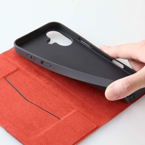 ELECOM ソフトレザーケース iPhone16Plus用 手帳型 薄型 磁石付 ブラック ソフトレザーケース iPhone16Plus用 手帳型 薄型 磁石付 ブラック PM-A24BPLFUBK 画像2