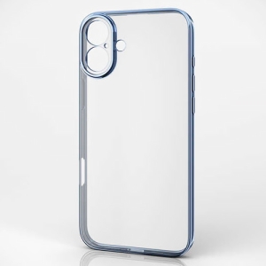 ELECOM ソフトケース iPhone16Plus用 メタリック加工 メタリックペールブルー ソフトケース iPhone16Plus用 メタリック加工 メタリックペールブルー PM-A24BUCTMKBU