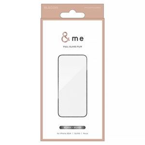 ELECOM 液晶保護ガラスフィルム iPhone16Pro用 フルガラス ラインストーン風フレーム 高透明 PM-A24CFLGGRSSV