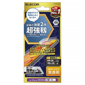 ELECOM 液晶保護ガラスフィルム iPhone16Pro用 超強靭 高透明 液晶保護ガラスフィルム iPhone16Pro用 超強靭 高透明 PM-A24CFLGH