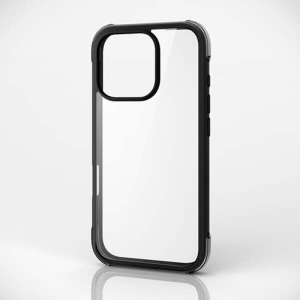 ELECOM ハイブリッドケース 《MUBRAIN》 iPhone16Pro用 ブラック×クリアブラック PM-A24CHVAIRBK