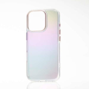 ELECOM ハイブリッドケース 《&me》 iPhone16Pro用 ストラップシート付 オーロラ クリア PM-A24CHVCACR