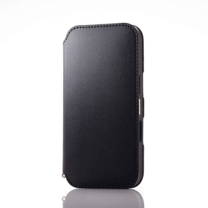 ELECOM ソフトレザーケース iPhone16Pro用 手帳型 耐衝撃 磁石付 ブラック PM-A24CPLFY2BK