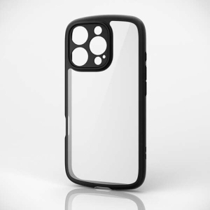 ELECOM iPhone 16 Pro ハイブリッドケース TOUGH SLIM LITE フレームカラー 背面クリア 極限保護 ブラック PM-A24CTSLFCKBK