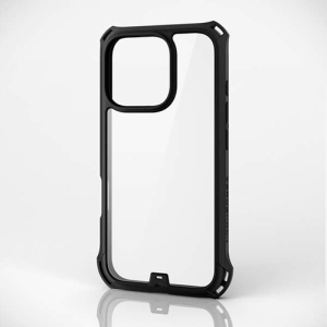 ELECOM iPhone 16 Pro ハイブリッドケース ZEROSHOCK フレームカラー 背面クリア ブラック PM-A24CZEROFCBK