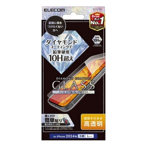 ELECOM iPhone 16ProMax ガラスフィルム ダイヤモンドコーティング 高透明 PM-A24DFLGDC