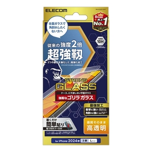 ELECOM iPhone 16ProMax ガラスフィルム 超強靭 ゴリラ 0.21mm 高透明 PM-A24DFLGHO