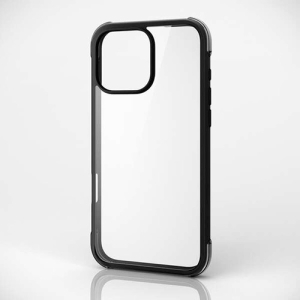 ELECOM iPhone 16ProMax ハイブリッドケース エアバッグ 四隅 MUBRAIN ブラック×クリアブラック PM-A24DHVAIRBK