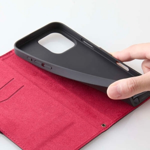 ELECOM iPhone 16ProMax レザーケース 手帳型 耐衝撃 磁石付き ステッチ ブラック iPhone 16ProMax レザーケース 手帳型 耐衝撃 磁石付き ステッチ ブラック PM-A24DPLFYBK 画像2