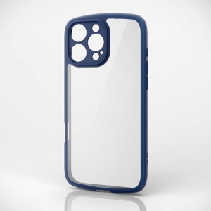 ELECOM iPhone 16ProMax ハイブリッドケース TOUGH SLIM LITE フレームカラー 背面クリア 極限保護 ネイビー PM-A24DTSLFCKNV